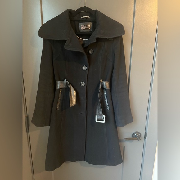 Mackage Wool Cashmere Coat with Leather Detailing - Small - Picture 2 of 12